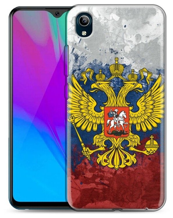 Дизайнерский силиконовый чехол для Виво Y91С / Vivo Y91С Российский флаг и герб