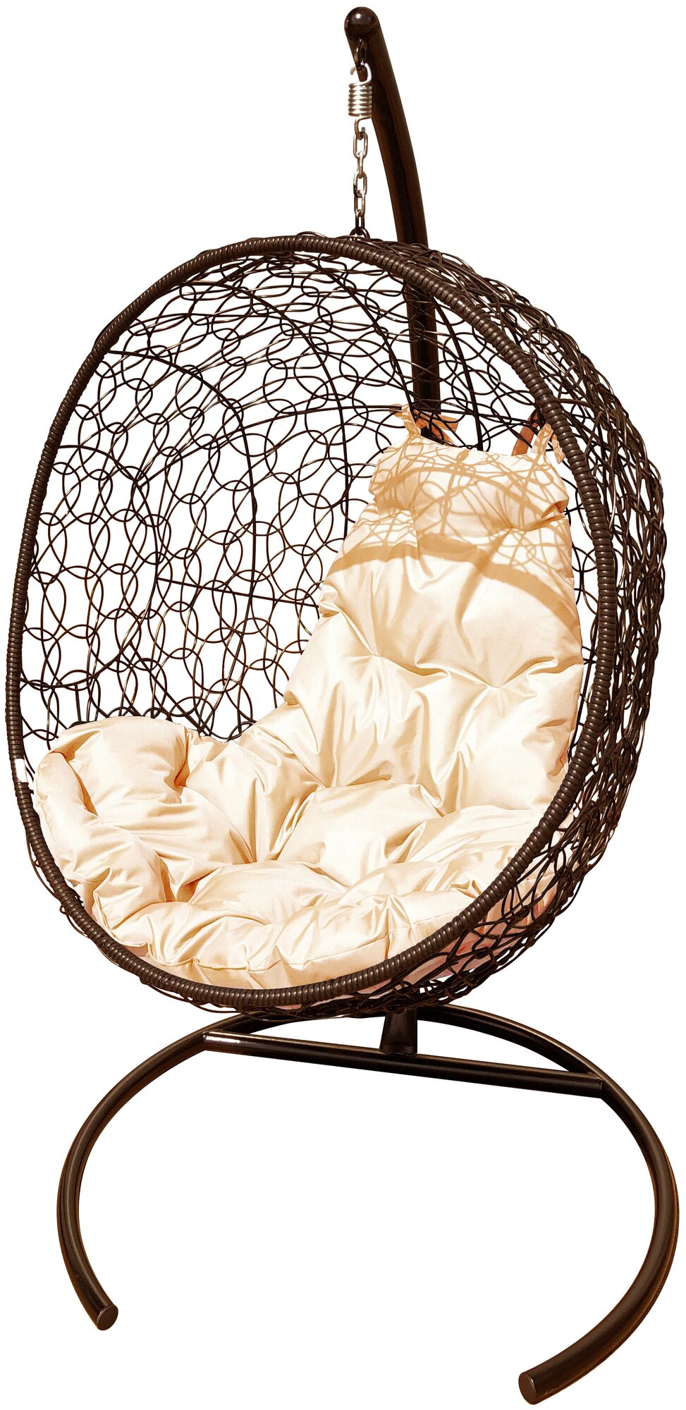 Подвесное кресло m-group луна коричневое, бежевая подушка - фотография № 2