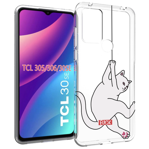 чехол mypads машина на лун для tcl 30se tcl 305 tcl 306 tcl 30e задняя панель накладка бампер Чехол MyPads котяра-на-веревке для TCL 30SE / TCL 305 / TCL 306 / TCL 30E задняя-панель-накладка-бампер