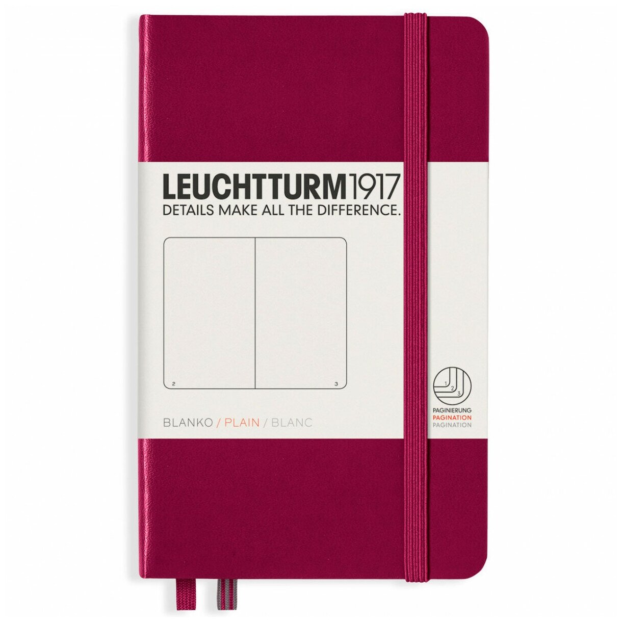 Записная книжка Leuchtturm Pocket A6 Port Red твердая обложка 187 стр без линовки (359707)