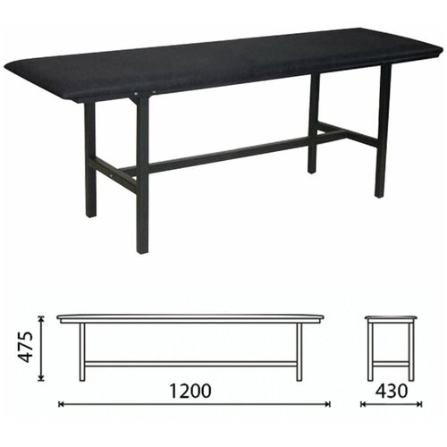 Банкетка без спинки Берта, 1200x430x475 мм, усиленная, черный каркас, кожзам черный, разборная шт.