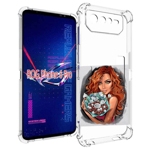 Чехол MyPads девушка-с-кокосовым-букетом женский для Asus ROG Phone 6 Pro задняя-панель-накладка-бампер