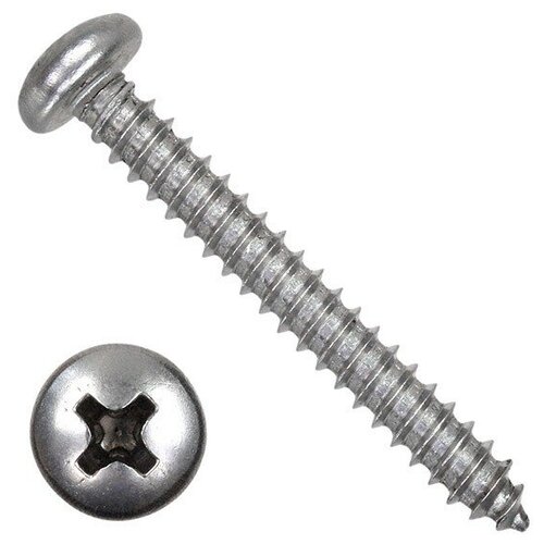 Крепком Саморез с полукруглой головкой 5,5х60 DIN 7981 (ISO 7049) форма C, нержавеющая сталь А2 (100 шт.)