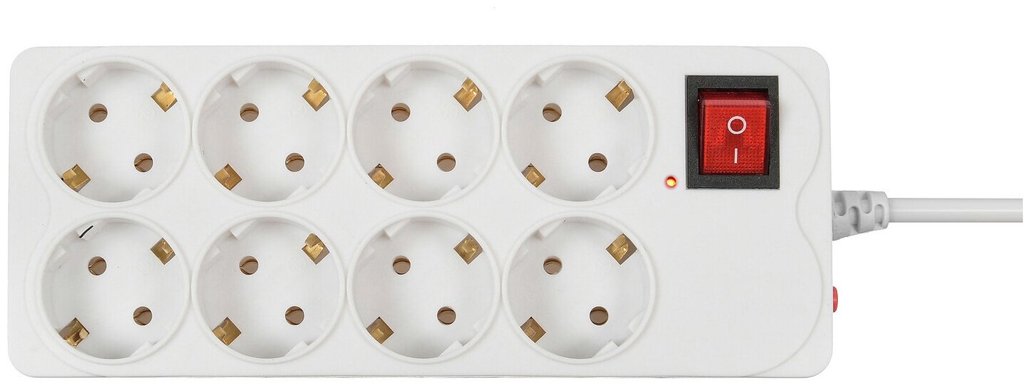 Сетевой фильтр 5.0м, 8 розеток Buro, 800SH-5-W, 10А, 2200Вт, с выключателем, белый, коробка - фотография № 9