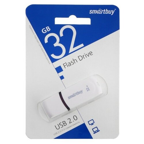 Smartbuy Флешка Smartbuy Paean White, 32 Гб, USB 2.0, чт до 25 Мб/с, зап до 15 Мб/с, белая