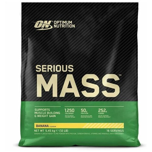 Гейнер Optimum Nutrition Serious Mass, 5440 г, банан гейнер optimum nutrition serious mass 2720 г клубника