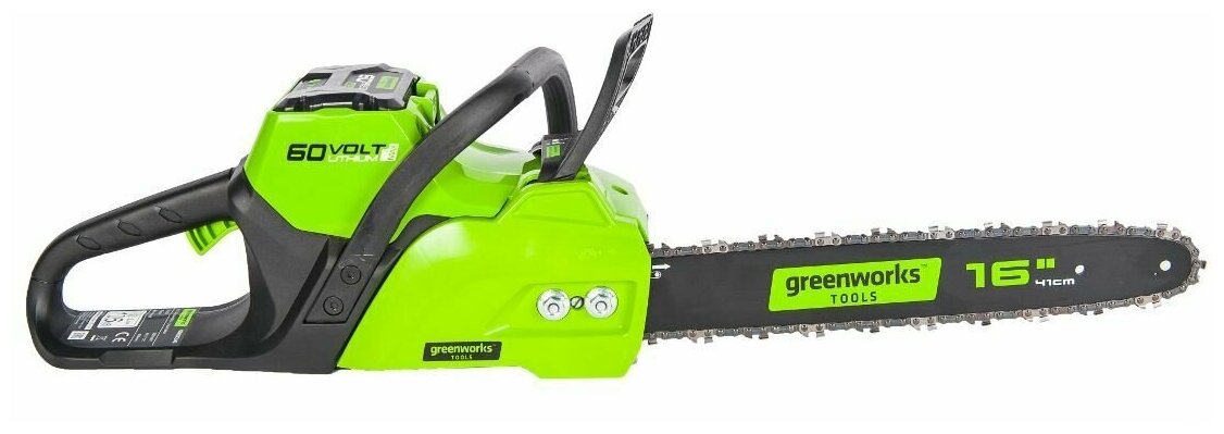 Цепная пила аккумуляторная GreenWorks GD60CS40K2, 60V, 40 см, бесщеточная, с 1хАКБ 2 А. ч. 2006907UA - фотография № 19