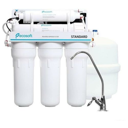 Система обратного осмоса Ecosoft Standard МО550P с помпой, с баком 8 литров, с краном