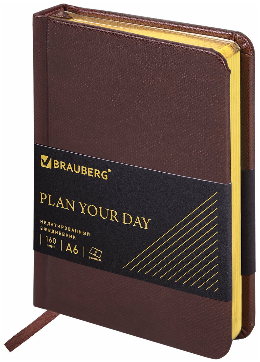 Ежедневник недатированный малый формат А6 (100х150 мм) BRAUBERG "Iguana", кожзам, 160 л., темно-коричневый, 125105