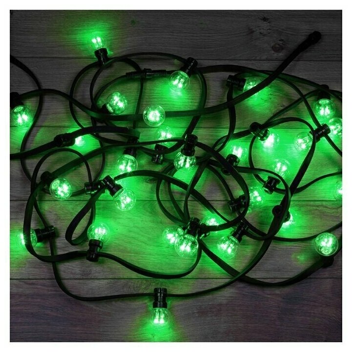 Гирлянда Neon-night "LED Galaxy Bulb String" 10 м, черный каучук, 30 ламп, цвет Зеленый, IP54