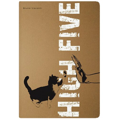 Тетрадь евро А5 40 л. BRUNO VISCONTI сшивка клетка крафт картон бежевая бумага 70 г/м2 котик-дай пять, 4 шт