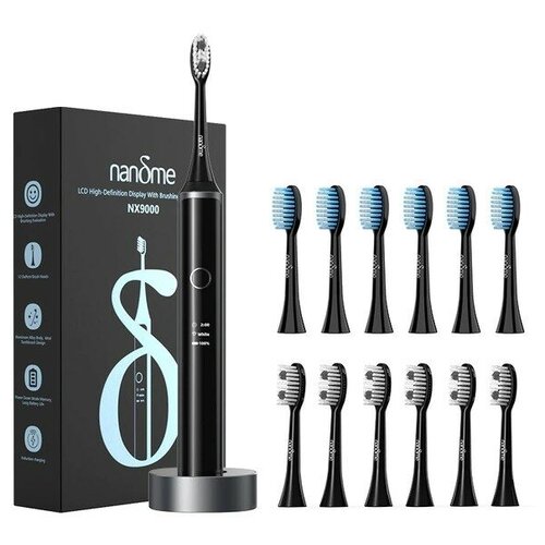 Электрическая звуковая зубная щетка Nandme NX9000-B2 в комплекте 12 насадок черный 342400₽