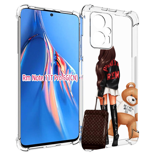 Чехол MyPads девушка-с-модным-чемоданом женский для Xiaomi Redmi Note 11T Pro / 11T Pro Plus / Poco X4 GT задняя-панель-накладка-бампер