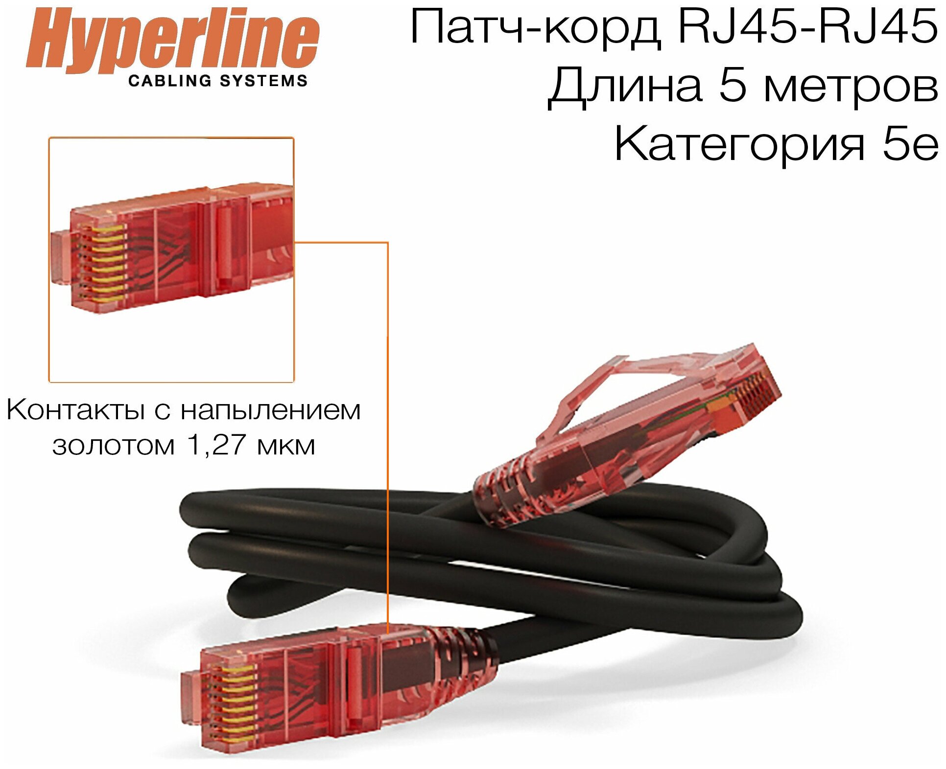 Патч-корд Hyperline, LSZH, 5 м.