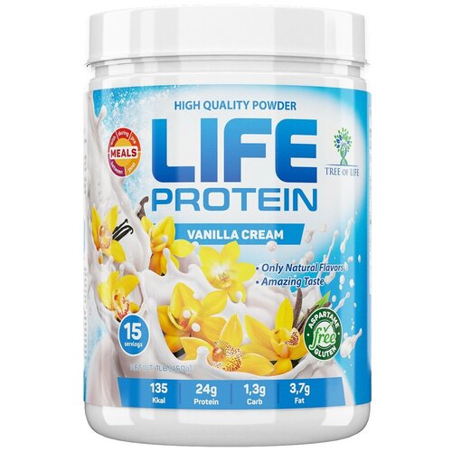 LIFE Protein 450g Vanilla Cream Tree Of Life tree of life life protein 908 г cherry cream