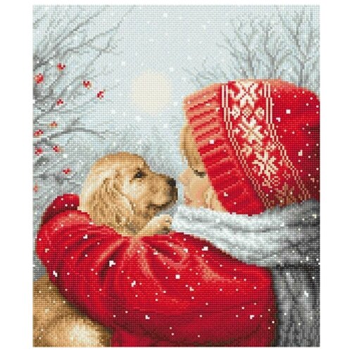 Набор для вышивания LetiStitch Chrismas hugs 23x27 см, Девочки Собаки Люди Животные