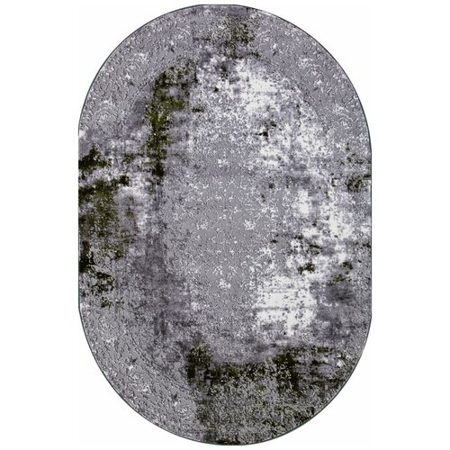 Ковер S122A - KOYU GREY COKEN / GREEN - Овал - коллекция SATINE 3.00x4.00