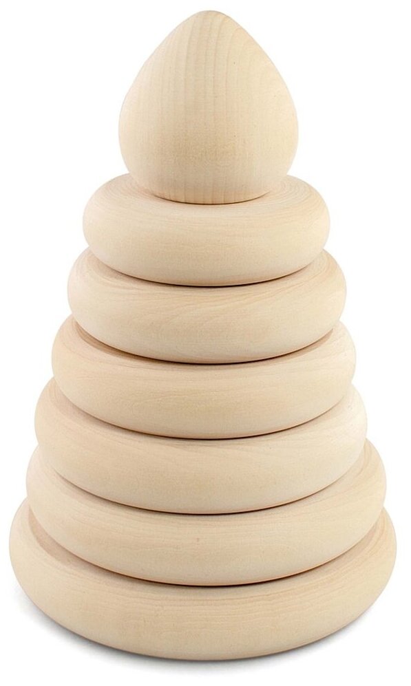 Пирамидка/неокрашенная 17 см/сортер для малышей/деревянная развивающая игрушка для детей/заготовка из дерева/Ulanik