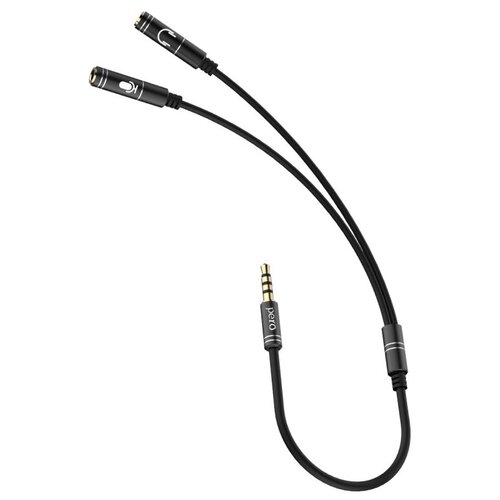 Разветвитель аудио PERO AD08 PREMIUM AUX SPLITTER MIC + SPEAK, черный