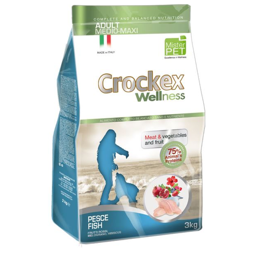 CROCKEX Wellness корм для взрослых собак средних и крупных пород, рыба с рисом 3 кг (2 шт)