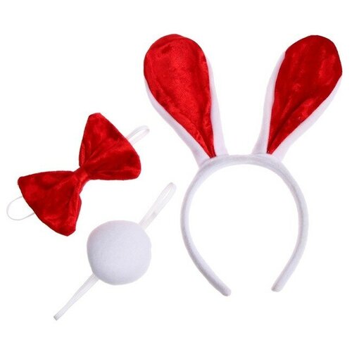 Карнавальный набор «Заяц», 3 предмета: ободок, бабочка, хвост карнавальный набор мышонок 3 предмета юбка ободок бабочка hidde цвет красный материал пластик