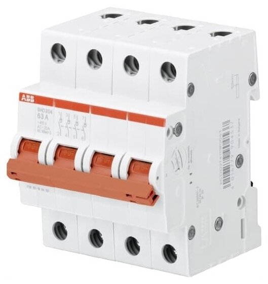 Рубильник ABB 4-полюсный SHD204/63 рычаг красный 2CDD274111R0063