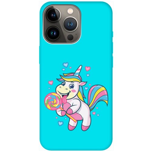 Силиконовый чехол на Apple iPhone 14 Pro / Эпл Айфон 14 Про с рисунком Unicorn and candy Soft Touch мятный силиконовый чехол на apple iphone 14 pro эпл айфон 14 про с рисунком unicorn and candy