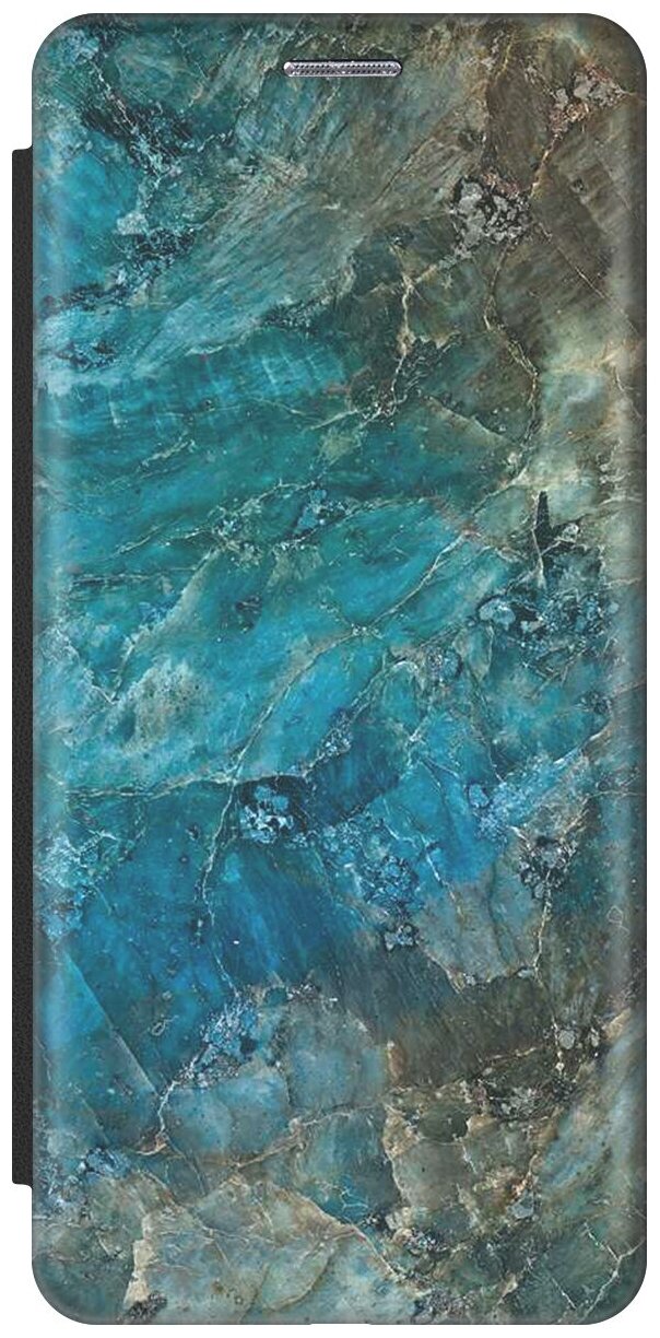 Чехол-книжка на Apple iPhone 6s / 6 / Эпл Айфон 6 / 6с с рисунком "Темно-синий мрамор" черный