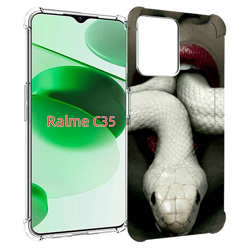 Чехол MyPads белая-змея для Realme C35 / Narzo 50A Prime задняя-панель-накладка-бампер
