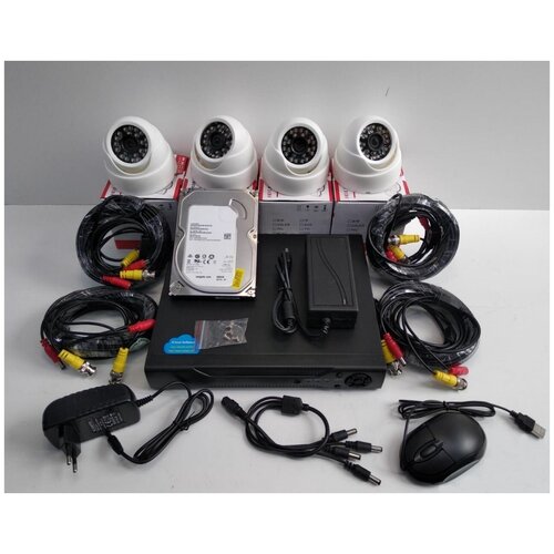 Полный готовый комплект видеонаблюдения на 4 камеры Full HD уличный готовый комплект видеонаблюдения hiwatch на 4 камеры с микрофоном full hd