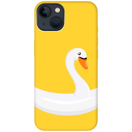 Силиконовый чехол на Apple iPhone 14 Plus / Эпл Айфон 14 Плюс с рисунком Swan Swim Ring Soft Touch желтый силиконовый чехол на apple iphone 14 эпл айфон 14 с рисунком unicorn swim ring soft touch розовый