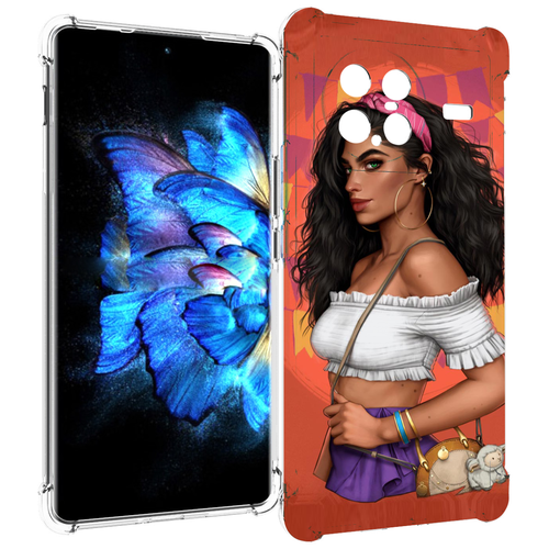 Чехол MyPads девушка-с-сумкой-мулатка женский для Vivo X Note 5G задняя-панель-накладка-бампер
