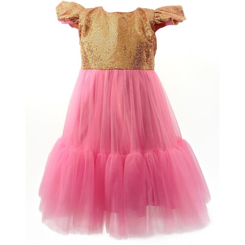 Платье, размер 120, розовый, золотой