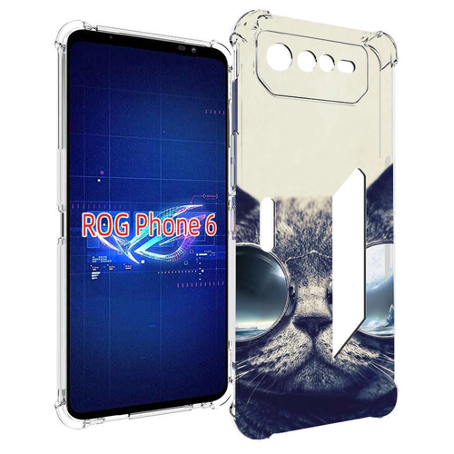 Чехол MyPads Кот-в-очках-2 для Asus ROG Phone 6 задняя-панель-накладка-бампер