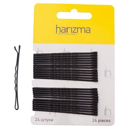 HARIZMA Невидимки 60 мм волна черные 24 штуки harizma hairshop невидимки для волос черные набор 100шт