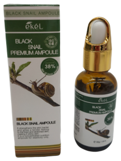 EKEL Ампульная сыворотка для лица с муцином черной улитки Premium Ampoule Black Snail, 30гр - фото №3