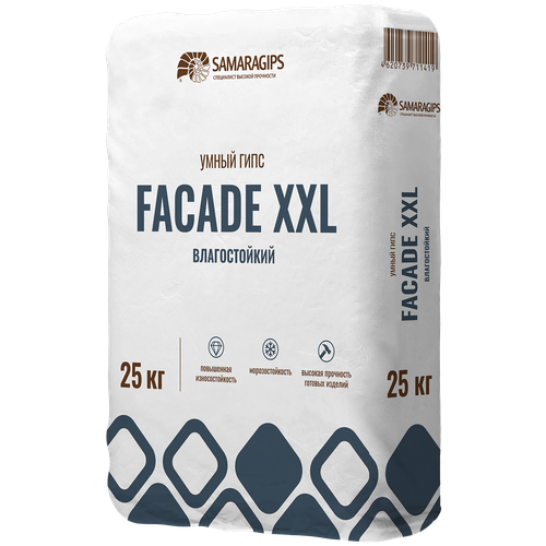 Гипс Samaragips Умный гипс FACADE XXL влагостойкий 25 кг умный гипс facade xxl влагостойкий 10 кг