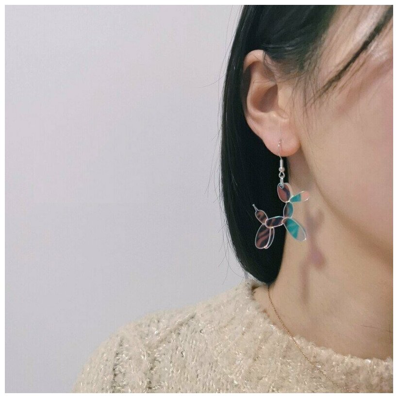 Серьги с подвесками Bag & You, акрил, размер 36 мм, серебристый — фото 1