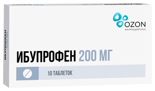 Ибупрофен таб. п/о плен., 200 мг, 10 шт.