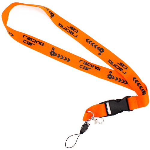 Тканевый шнурок на шею для ключей RACING CAR / Тканевая лента для ключей с карабином / Ланъярд для бейджа
