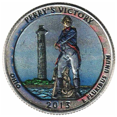 (017d) Монета США 2013 год 25 центов Мемориал мира Вариант №2 Медь-Никель COLOR. Цветная
