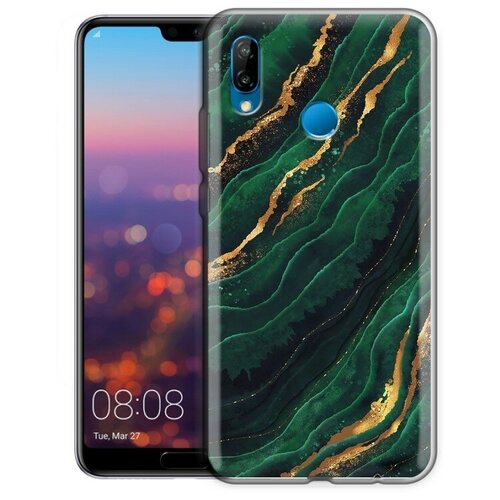 Дизайнерский силиконовый чехол для Хуавей Р20 лайт / Huawei P20 Lite Мрамор зеленое золото силиконовый чехол хороший корги на huawei p20 lite