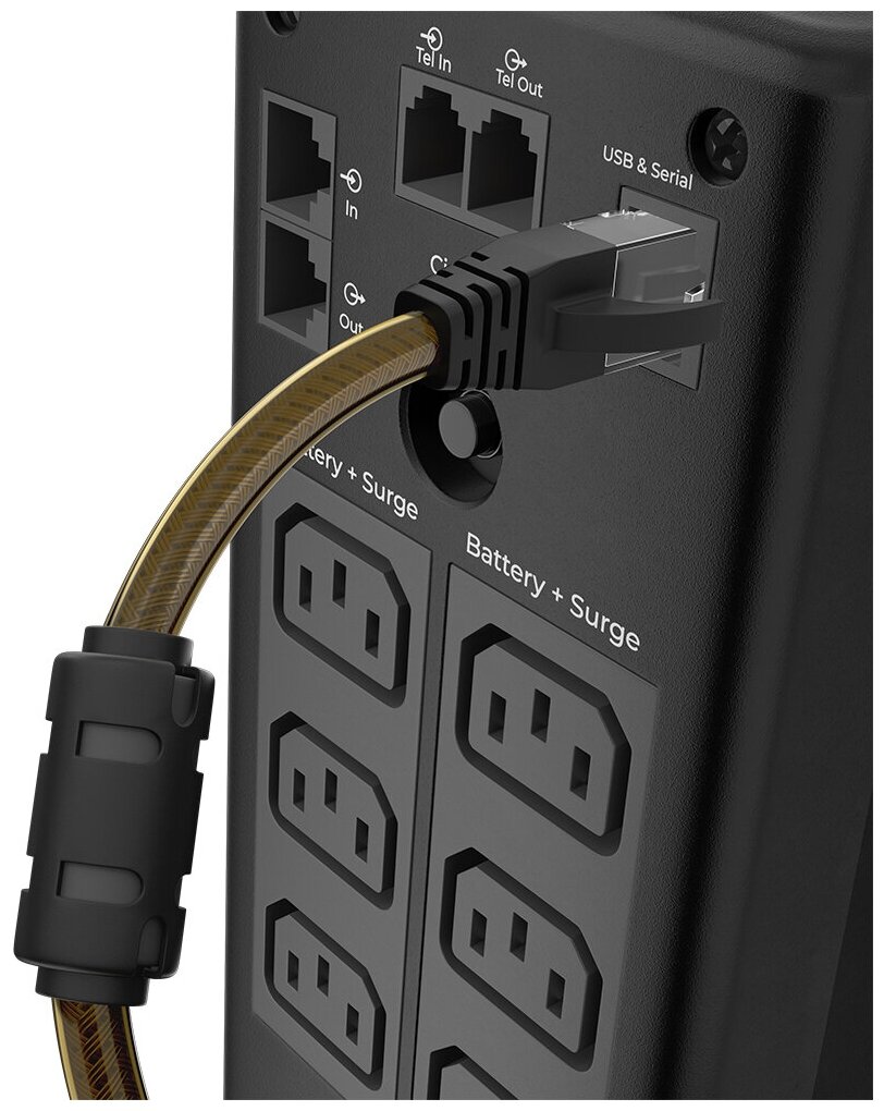 Кабель GCR консольный 1.0m USB 2.0, AM/RJ50 (10P10C), черный, ферритовое кольцо, 28/24 AWG, экран, армированный - фото №3