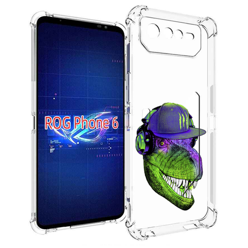 Чехол MyPads Динозавр в кепке для Asus ROG Phone 6 задняя-панель-накладка-бампер чехол mypads крутой обезьян в кепке для asus rog phone 6 задняя панель накладка бампер