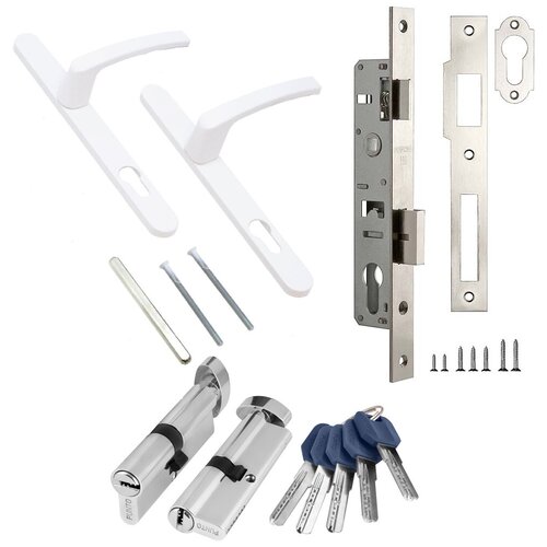 Комплект фурнитуры для калитки LD Punto 9016 белый ключ/вертушка