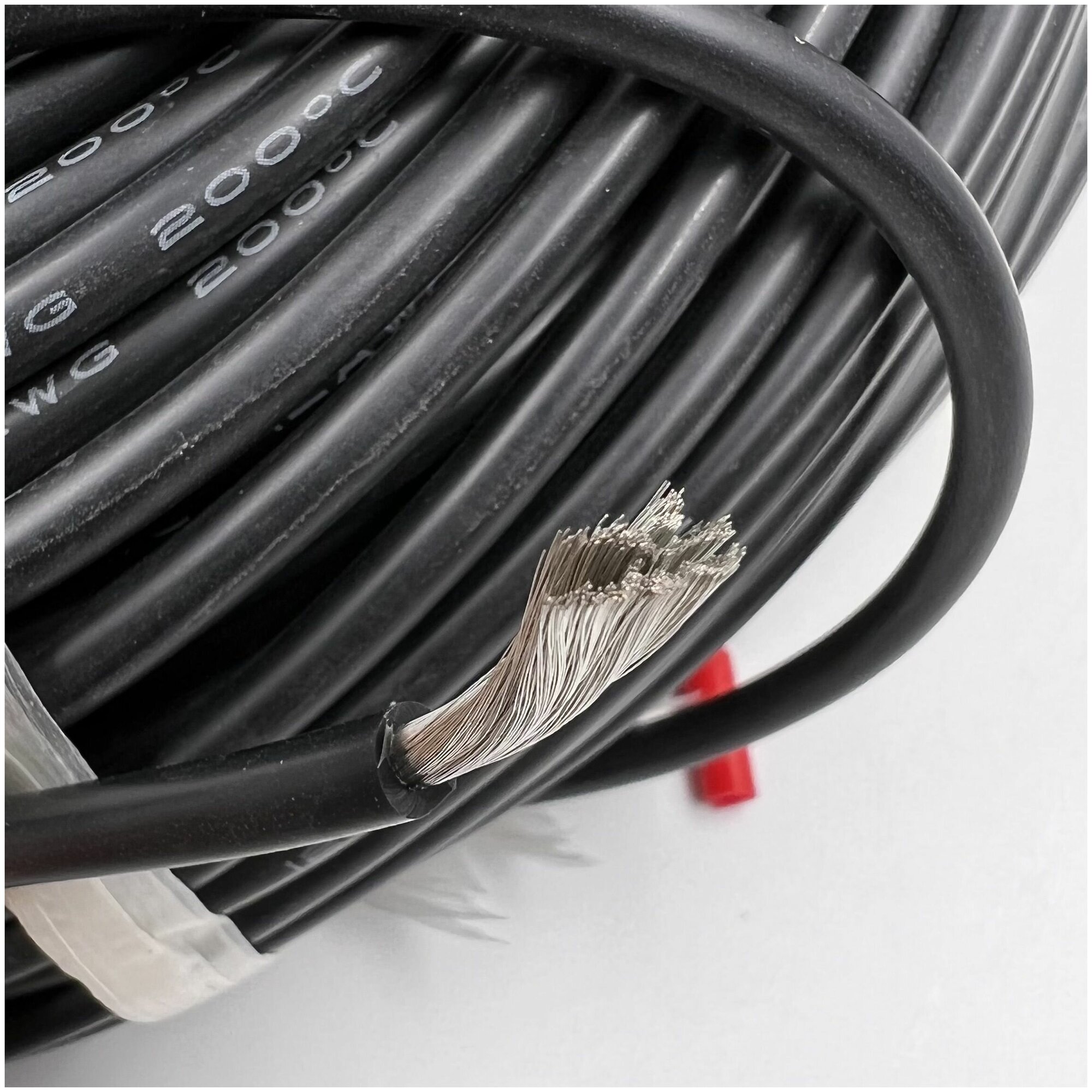 Медный провод 12AWG 2м 3,4 кв.мм (680*0,08мм) (черный кабель, UL3135) в мягкой силиконовой изоляции - фотография № 5