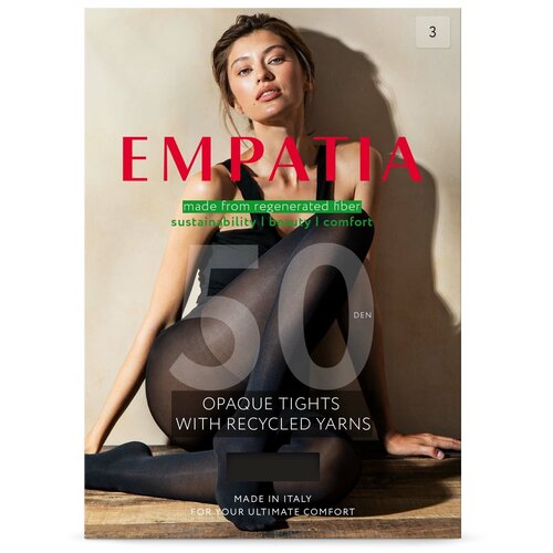 фото Колготки empatia, 50 den, с ластовицей, с шортиками, матовые, размер 3, черный