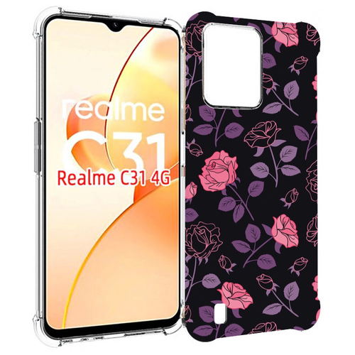 Чехол MyPads маленькие розочки на черном фоне женский для OPPO Realme C31 задняя-панель-накладка-бампер чехол mypads маленькие розочки на черном фоне женский для oppo a57 5g 2022 задняя панель накладка бампер