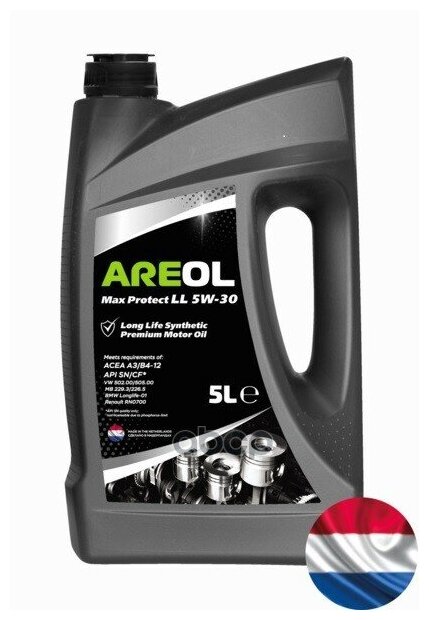 AREOL Areol Max Protect Ll 5w-30 (5l)_масло Моторное! Синт Acea A3/B4, Api Sn/Cf, Mb 229.3/226.5
