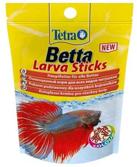 Tetra Betta LarvaSticks корм для петушков и других лабиринтовых рыб (в форме мотыля) 5 г. - фотография № 13